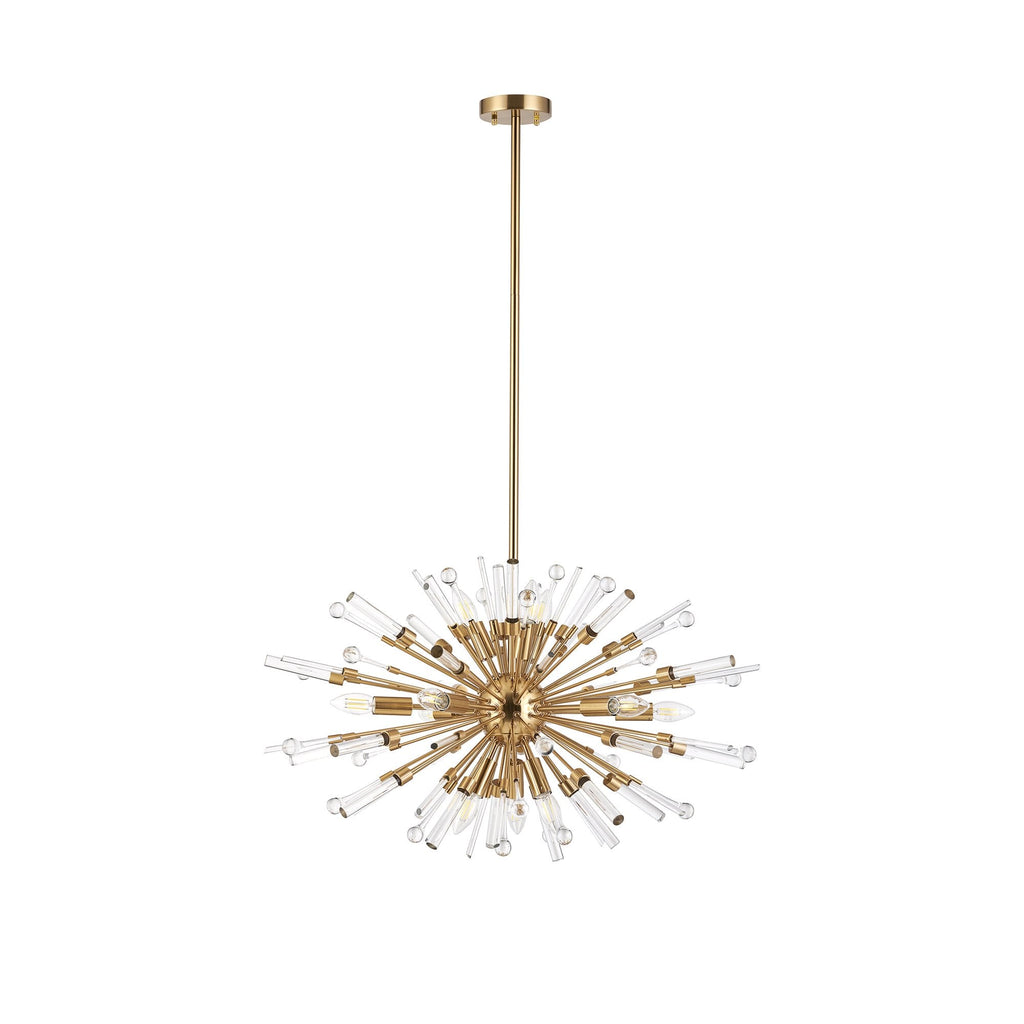 IL32908AG Noon Oval Pendant 12 Light E14 Antique Gold/Clear Glass