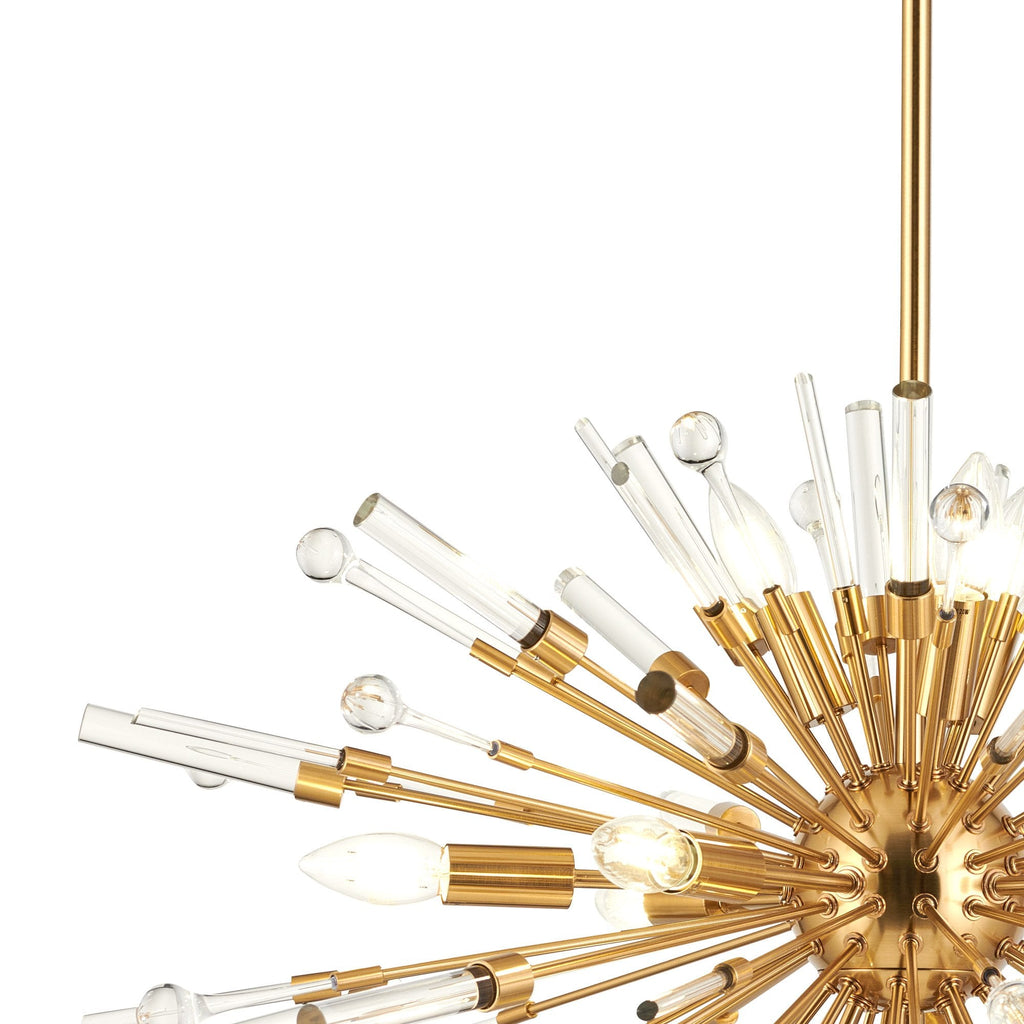IL32908AG Noon Oval Pendant 12 Light E14 Antique Gold/Clear Glass