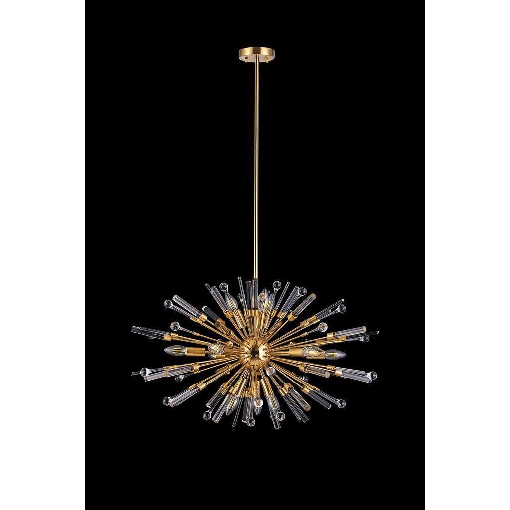 IL32908AG Noon Oval Pendant 12 Light E14 Antique Gold/Clear Glass
