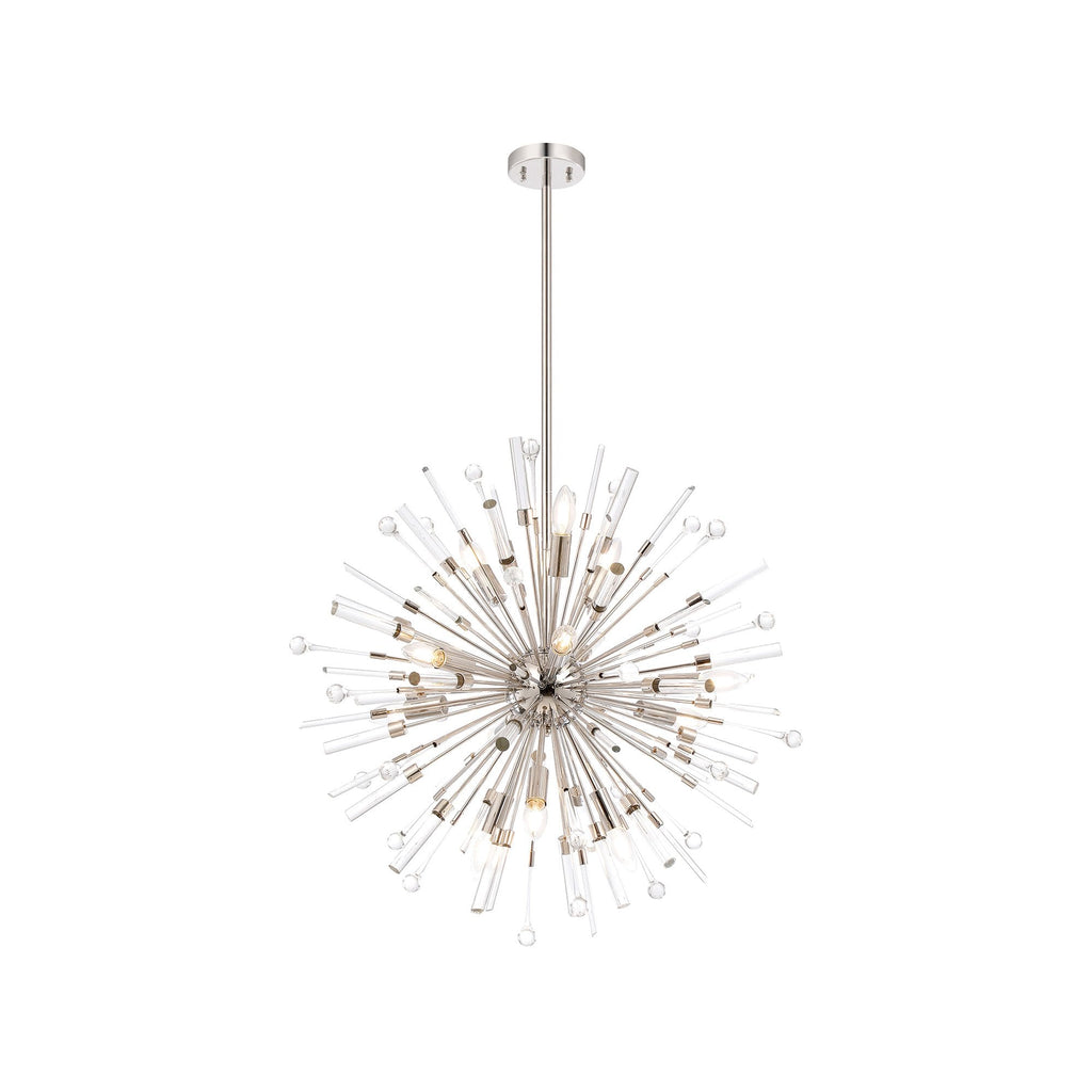 IL32831PN Noon Pendant 12 Light E14 Polished Nickel/Clear Glass