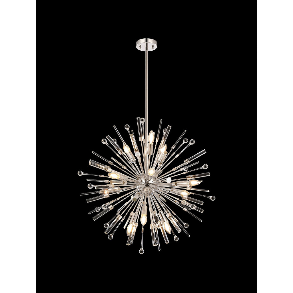 IL32831PN Noon Pendant 12 Light E14 Polished Nickel/Clear Glass