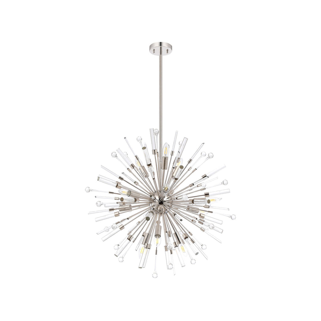 IL32831PN Noon Pendant 12 Light E14 Polished Nickel/Clear Glass