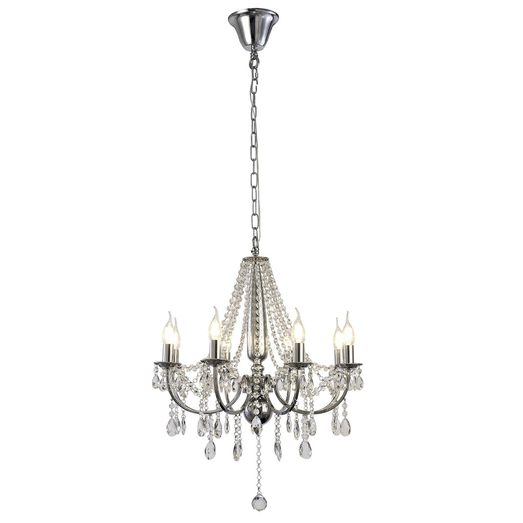 IL30056 Olivia Pendant out Shade 8 Light E14 Polished Chrome/Crystal