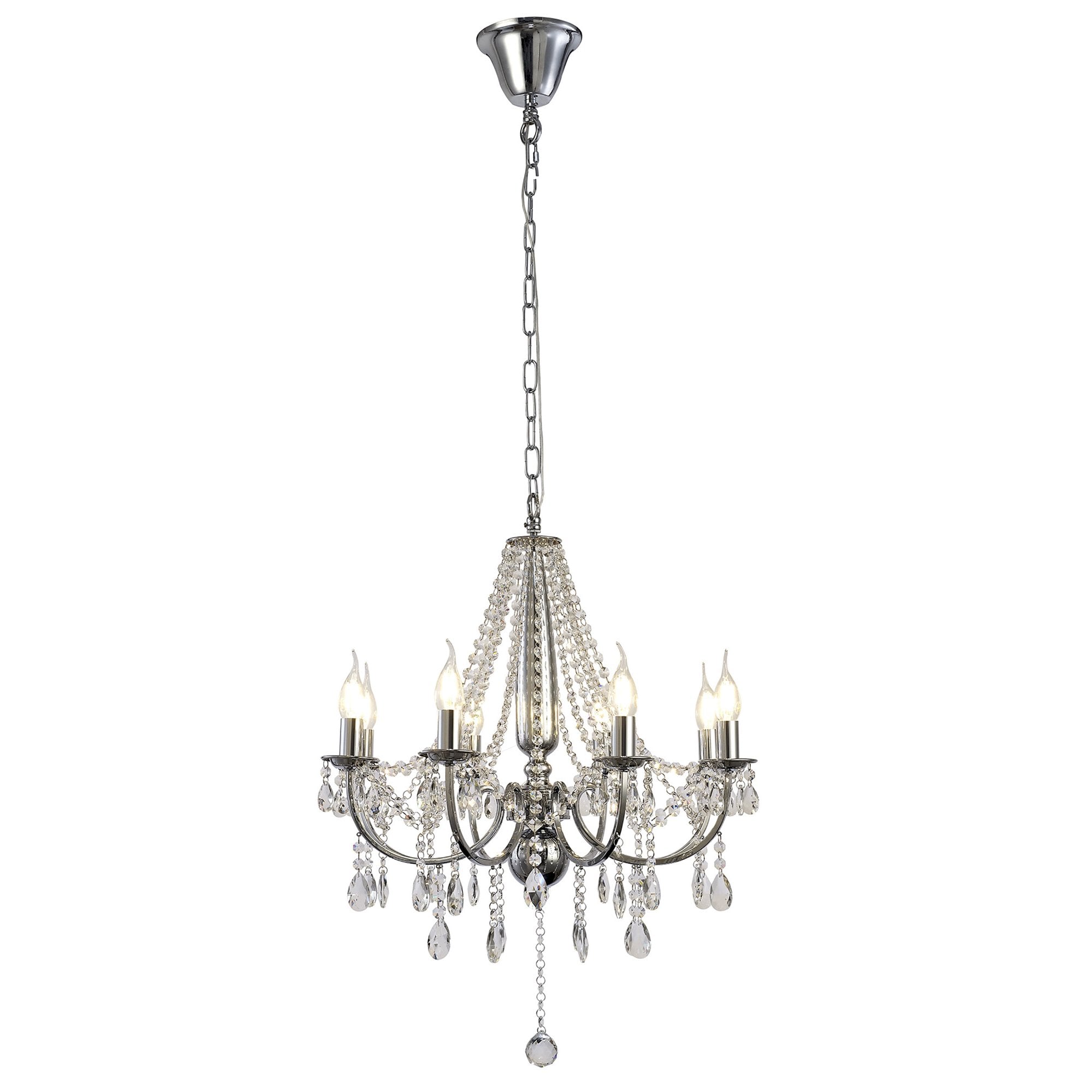 IL30056 Olivia Pendant out Shade 8 Light E14 Polished Chrome/Crystal