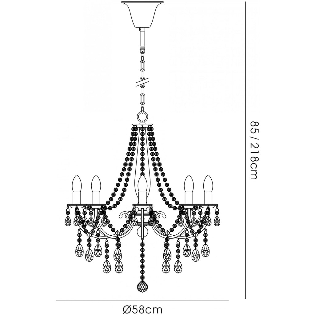 IL30056 Olivia Pendant out Shade 8 Light E14 Polished Chrome/Crystal
