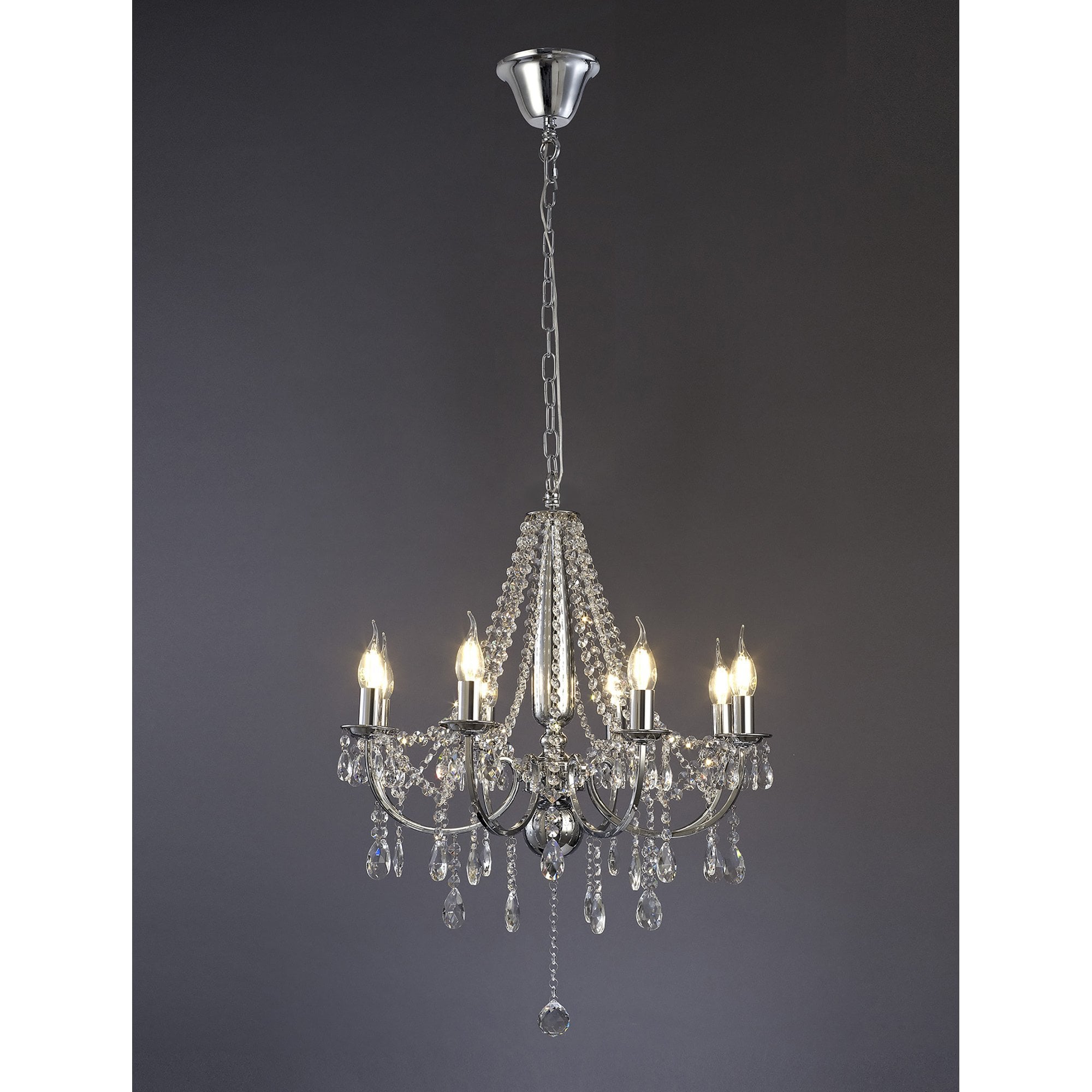 IL30056 Olivia Pendant out Shade 8 Light E14 Polished Chrome/Crystal