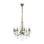 IL30057 Olivia Pendant out Shade 8 Light E14 Antique Brass/Crystal
