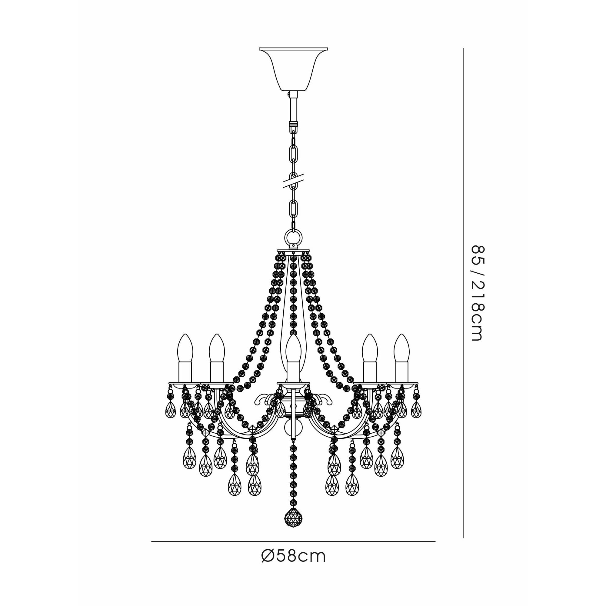 IL30057 Olivia Pendant out Shade 8 Light E14 Antique Brass/Crystal