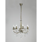 IL30057 Olivia Pendant out Shade 8 Light E14 Antique Brass/Crystal