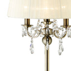 IL30066/CR Olivia Floor Lamp Cream Shade 3 Light E14 Antique Brass/Crystal