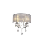 IL30061/GY Olivia Wall Lamp Switched Grey Shade 2 Light E14 Polished Chrome/Crystal
