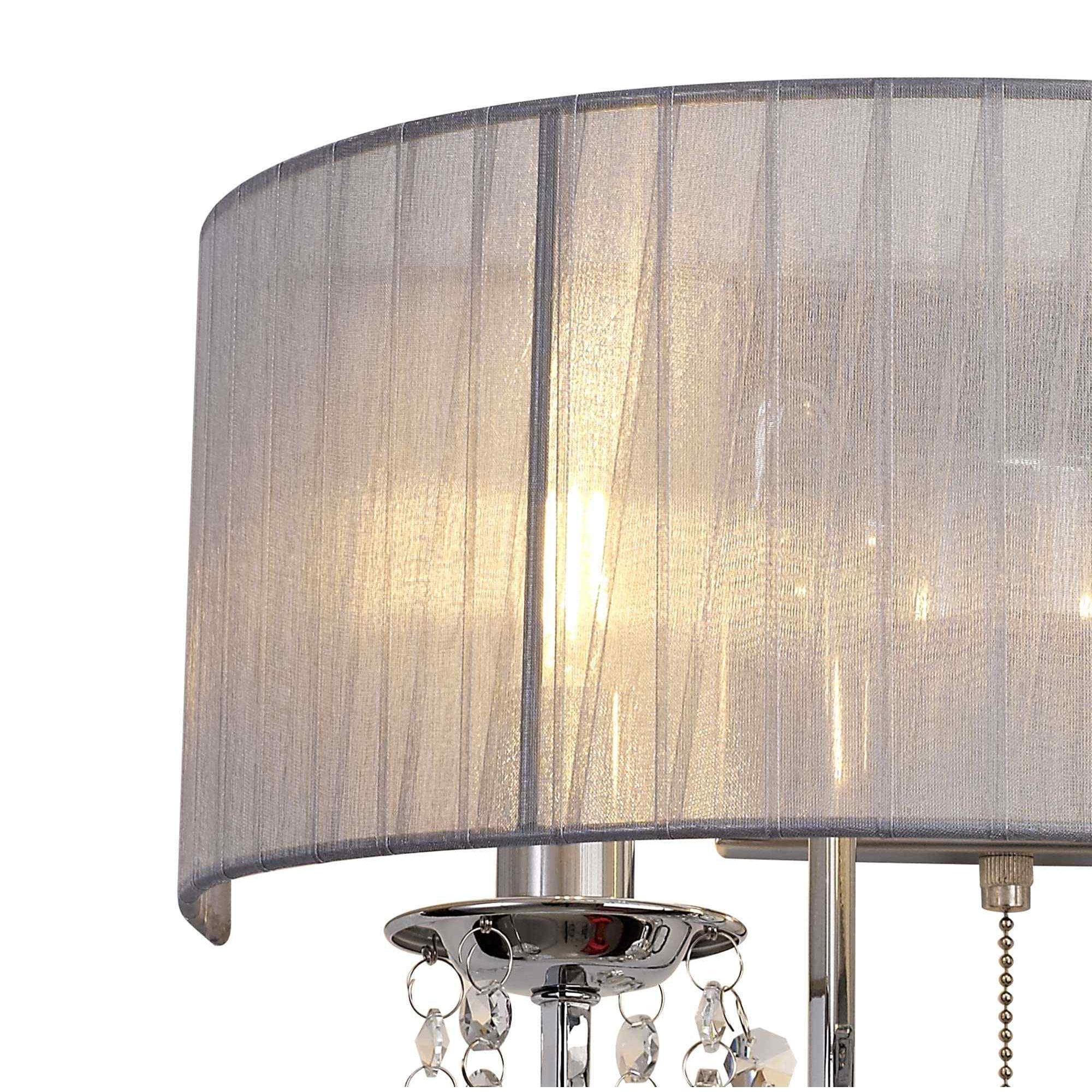 IL30061/GY Olivia Wall Lamp Switched Grey Shade 2 Light E14 Polished Chrome/Crystal
