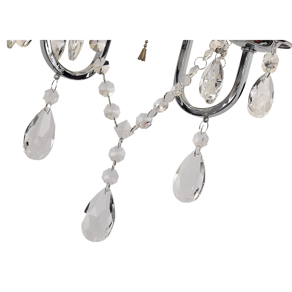 IL30061/GY Olivia Wall Lamp Switched Grey Shade 2 Light E14 Polished Chrome/Crystal