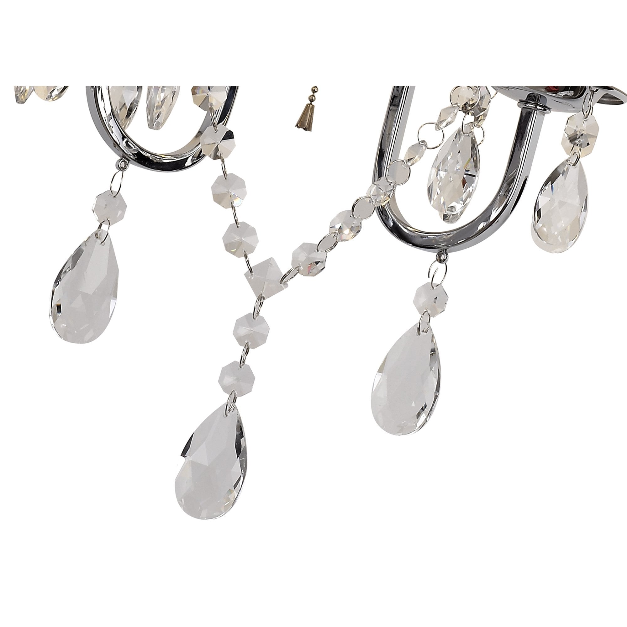 IL30061/GY Olivia Wall Lamp Switched Grey Shade 2 Light E14 Polished Chrome/Crystal