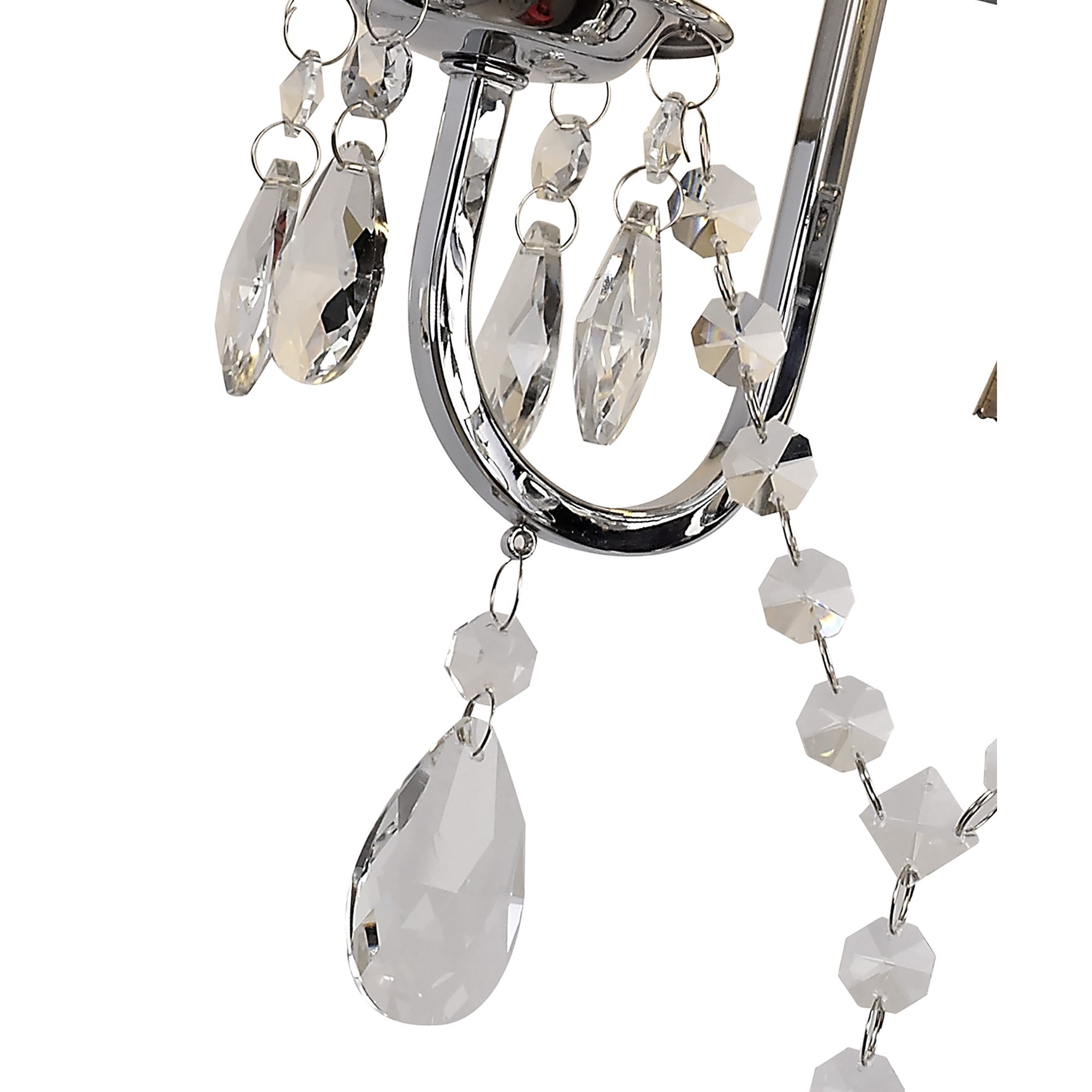 IL30061/GY Olivia Wall Lamp Switched Grey Shade 2 Light E14 Polished Chrome/Crystal