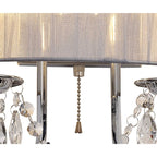 IL30061/GY Olivia Wall Lamp Switched Grey Shade 2 Light E14 Polished Chrome/Crystal