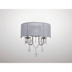 IL30061/GY Olivia Wall Lamp Switched Grey Shade 2 Light E14 Polished Chrome/Crystal