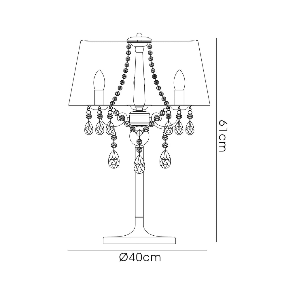 IL30062/GY Olivia Table Lamp Grey Shade 3 Light E14 Polished Chrome/Crystal