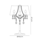 IL30062/GY Olivia Table Lamp Grey Shade 3 Light E14 Polished Chrome/Crystal
