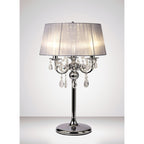 IL30062/GY Olivia Table Lamp Grey Shade 3 Light E14 Polished Chrome/Crystal