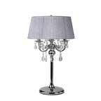 IL30062/GY Olivia Table Lamp Grey Shade 3 Light E14 Polished Chrome/Crystal