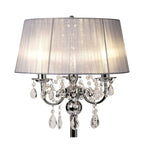 IL30062/GY Olivia Table Lamp Grey Shade 3 Light E14 Polished Chrome/Crystal
