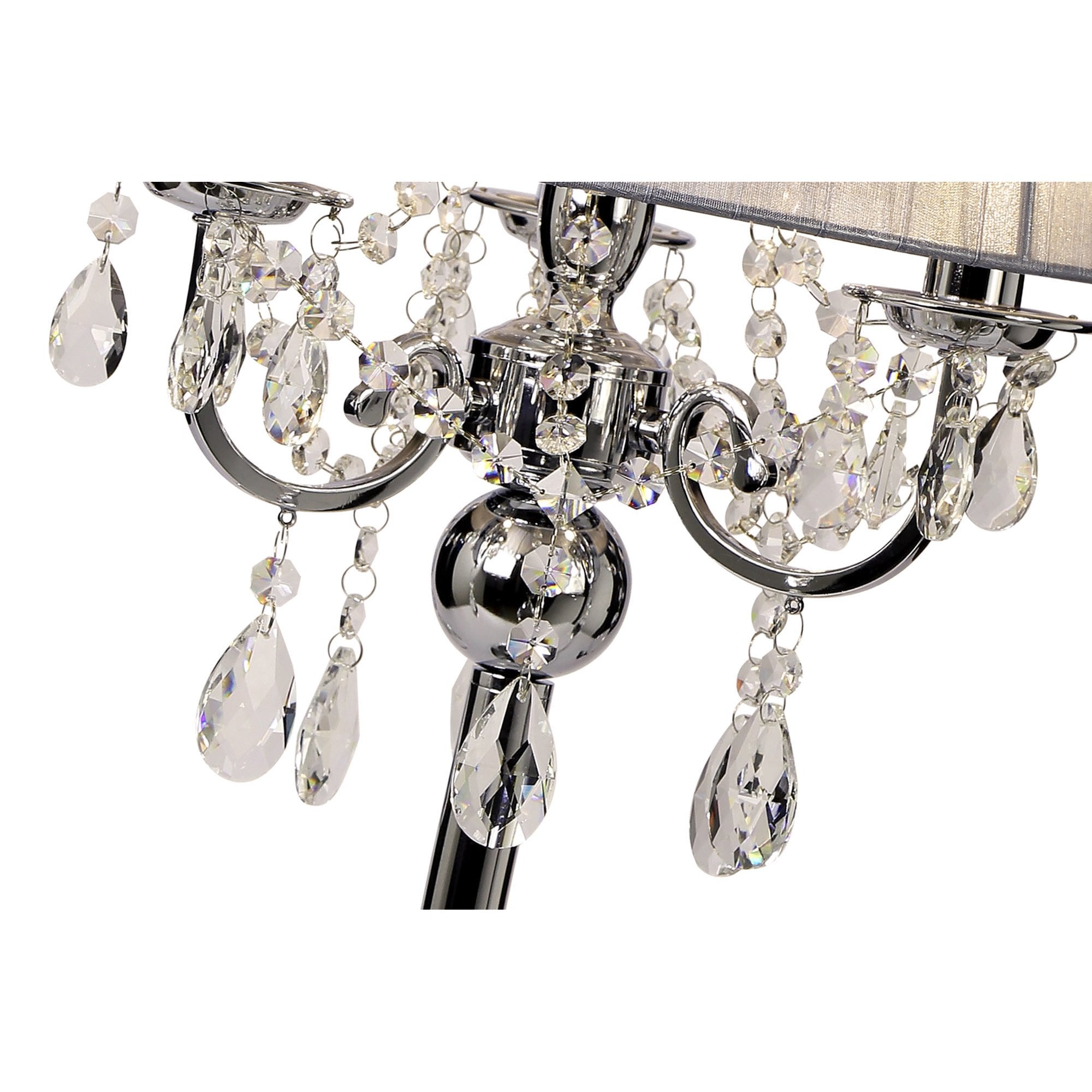 IL30062/GY Olivia Table Lamp Grey Shade 3 Light E14 Polished Chrome/Crystal