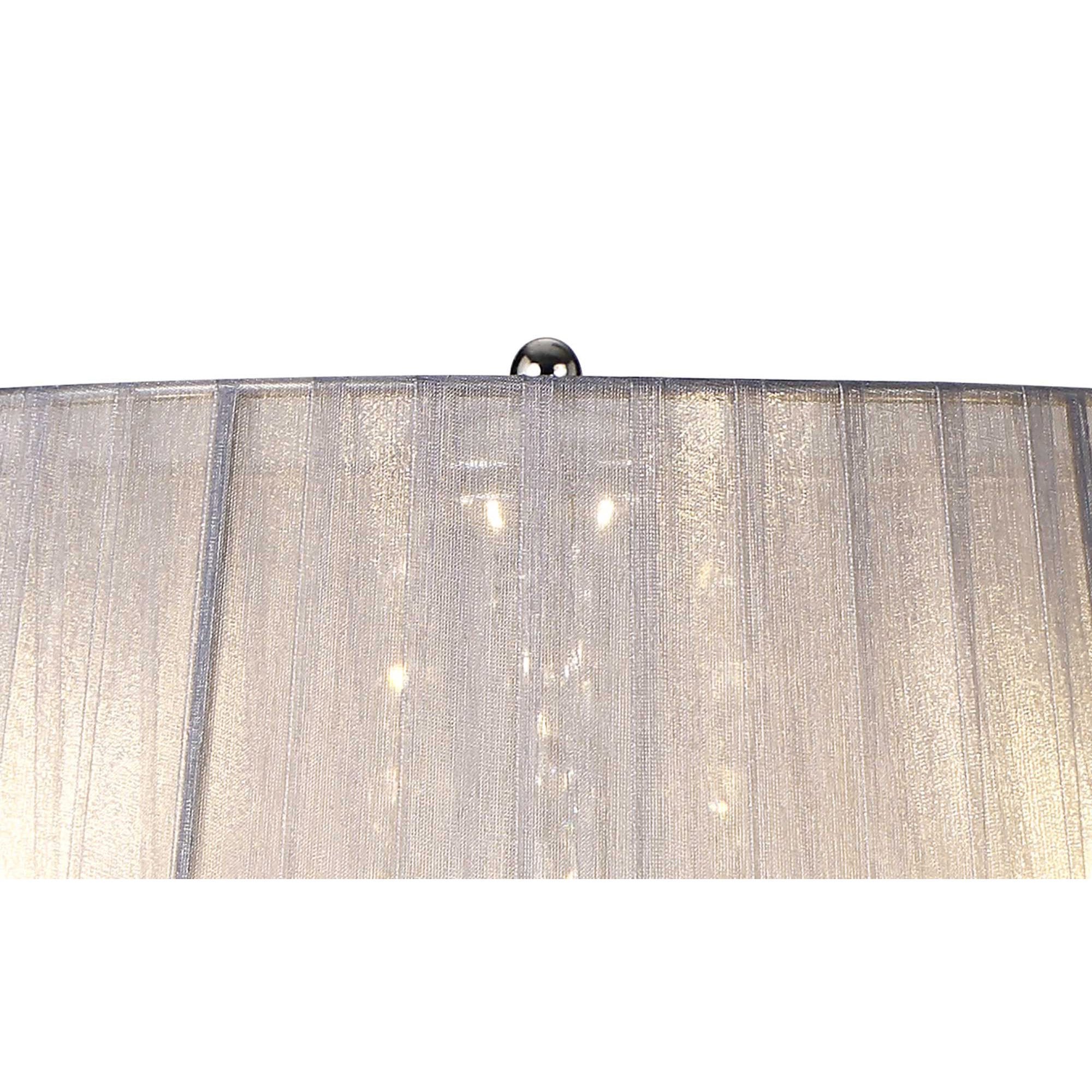 IL30062/GY Olivia Table Lamp Grey Shade 3 Light E14 Polished Chrome/Crystal