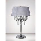 IL30062/GY Olivia Table Lamp Grey Shade 3 Light E14 Polished Chrome/Crystal