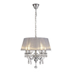 IL30045/GY Olivia Pendant Grey Shade 5 Light E14 Polished Chrome/Crystal