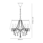 IL30045/GY Olivia Pendant Grey Shade 5 Light E14 Polished Chrome/Crystal