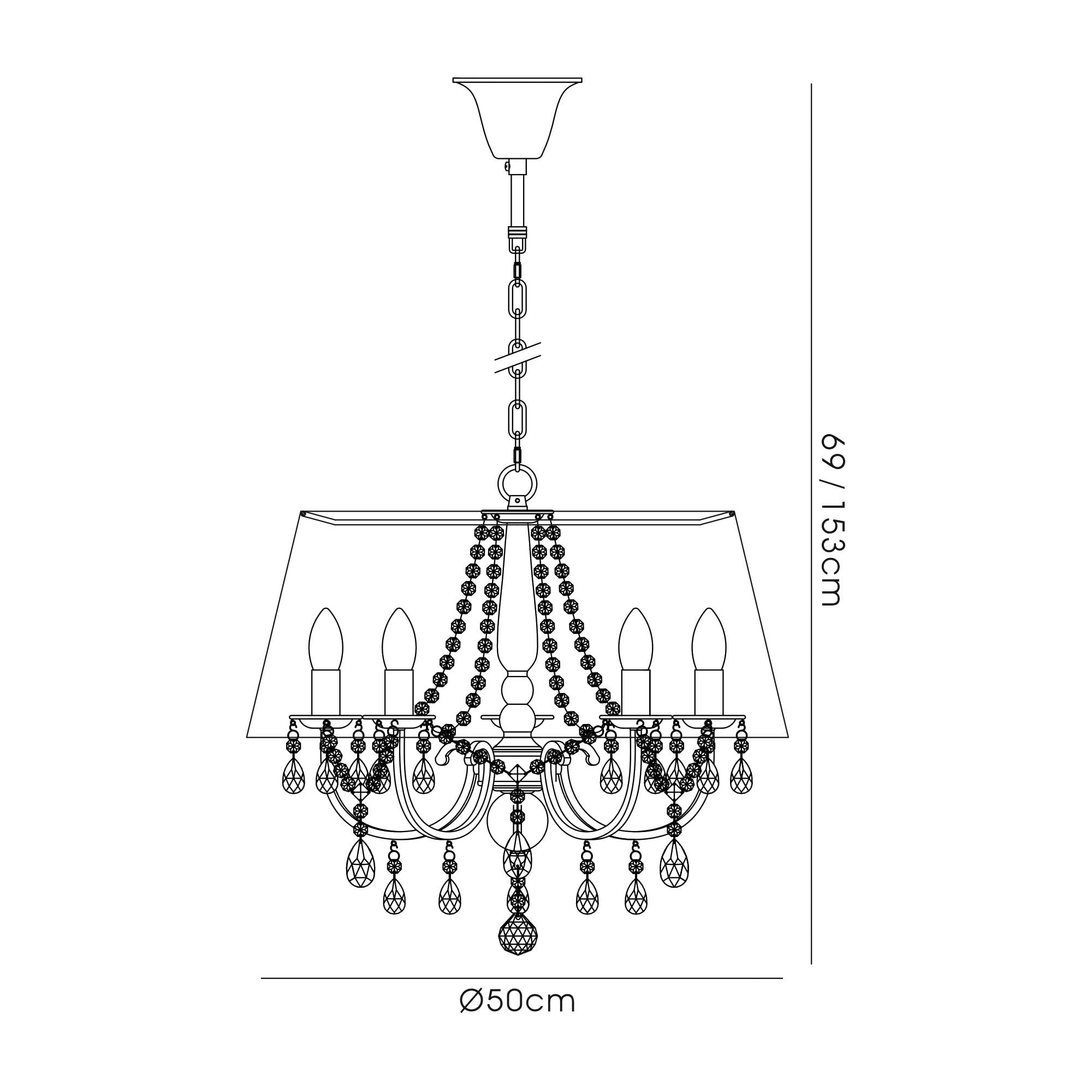 IL30045/GY Olivia Pendant Grey Shade 5 Light E14 Polished Chrome/Crystal