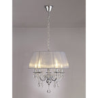 IL30045/GY Olivia Pendant Grey Shade 5 Light E14 Polished Chrome/Crystal