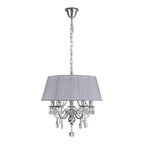 IL30045/GY Olivia Pendant Grey Shade 5 Light E14 Polished Chrome/Crystal