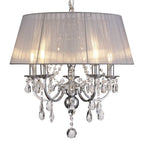 IL30045/GY Olivia Pendant Grey Shade 5 Light E14 Polished Chrome/Crystal