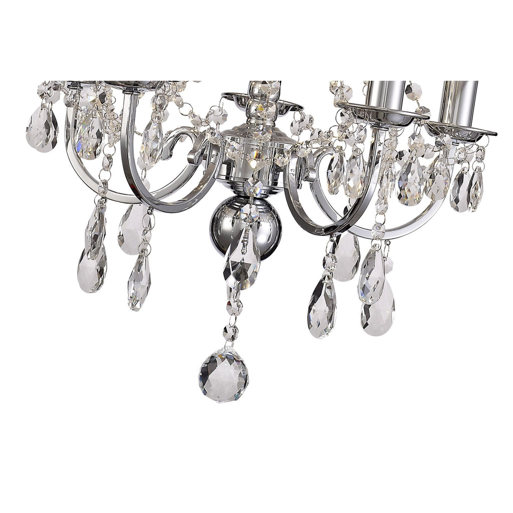 IL30045/GY Olivia Pendant Grey Shade 5 Light E14 Polished Chrome/Crystal