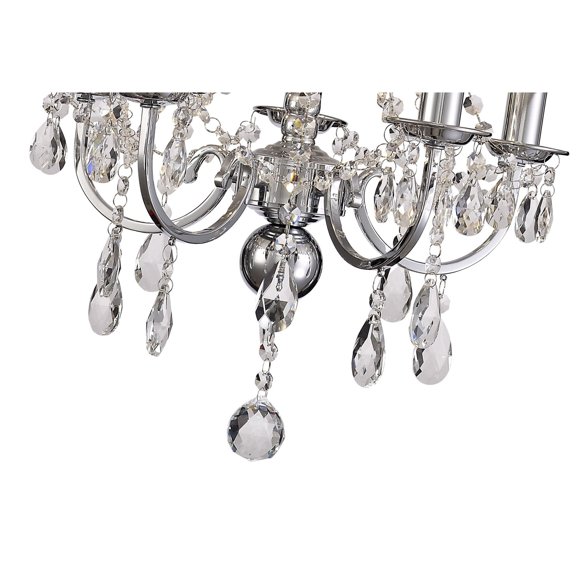 IL30045/GY Olivia Pendant Grey Shade 5 Light E14 Polished Chrome/Crystal