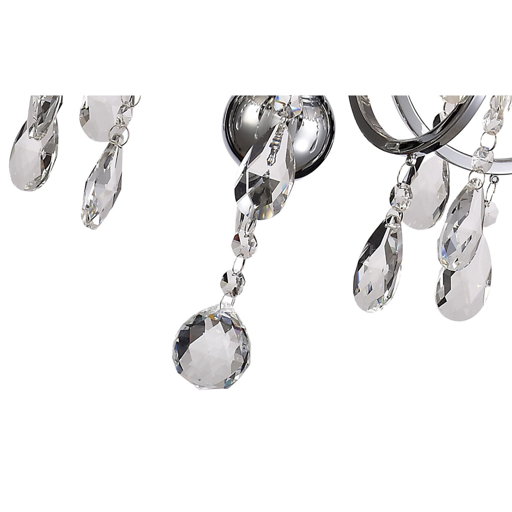 IL30045/GY Olivia Pendant Grey Shade 5 Light E14 Polished Chrome/Crystal
