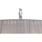 IL30045/GY Olivia Pendant Grey Shade 5 Light E14 Polished Chrome/Crystal