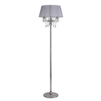 IL30063/GY Olivia Floor Lamp Grey Shade 3 Light E14 Polished Chrome/Crystal