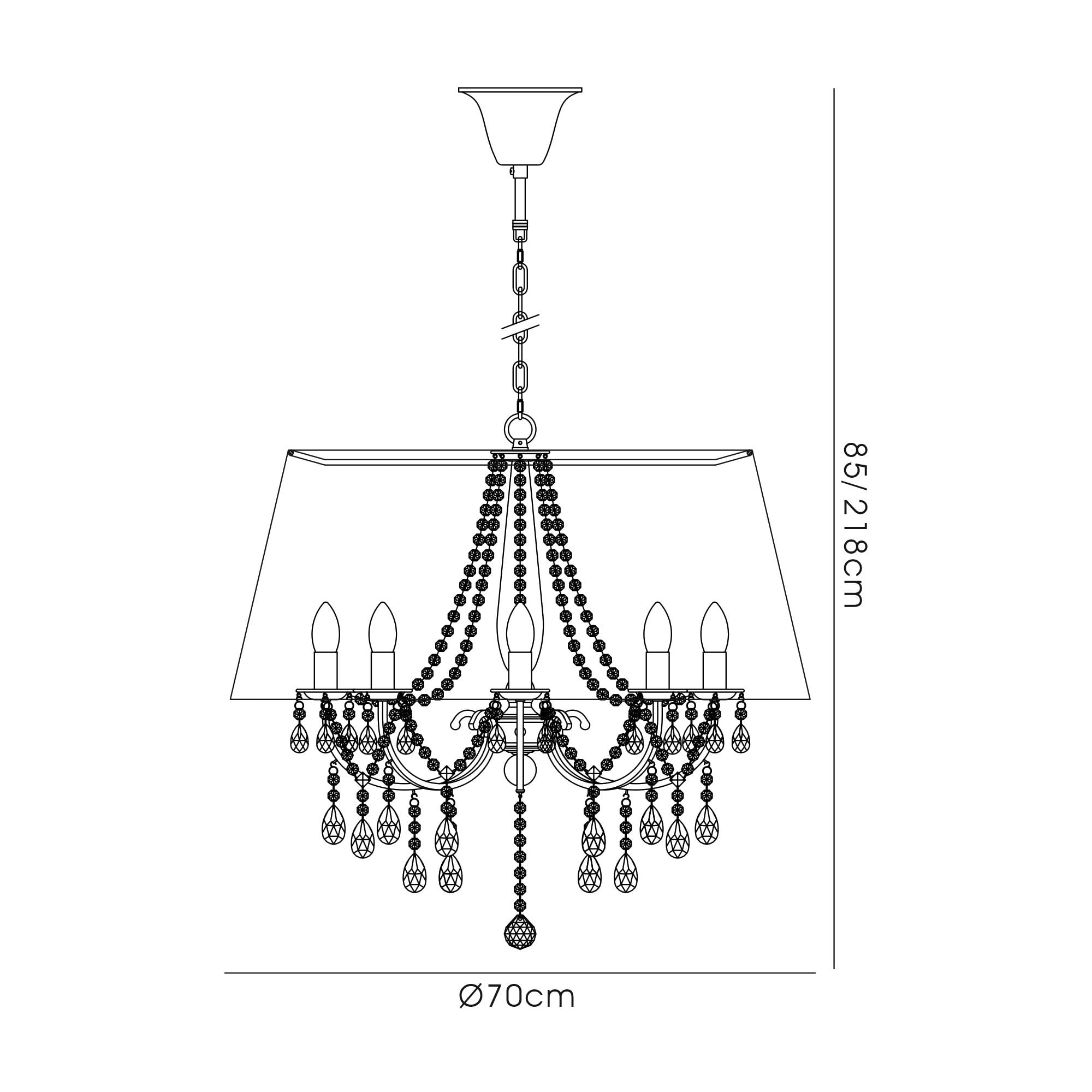 IL30056/GY Olivia Pendant Grey Shade 8 Light E14 Polished Chrome/Crystal
