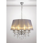IL30056/GY Olivia Pendant Grey Shade 8 Light E14 Polished Chrome/Crystal