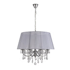 IL30056/GY Olivia Pendant Grey Shade 8 Light E14 Polished Chrome/Crystal
