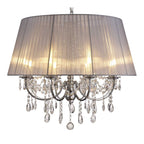 IL30056/GY Olivia Pendant Grey Shade 8 Light E14 Polished Chrome/Crystal