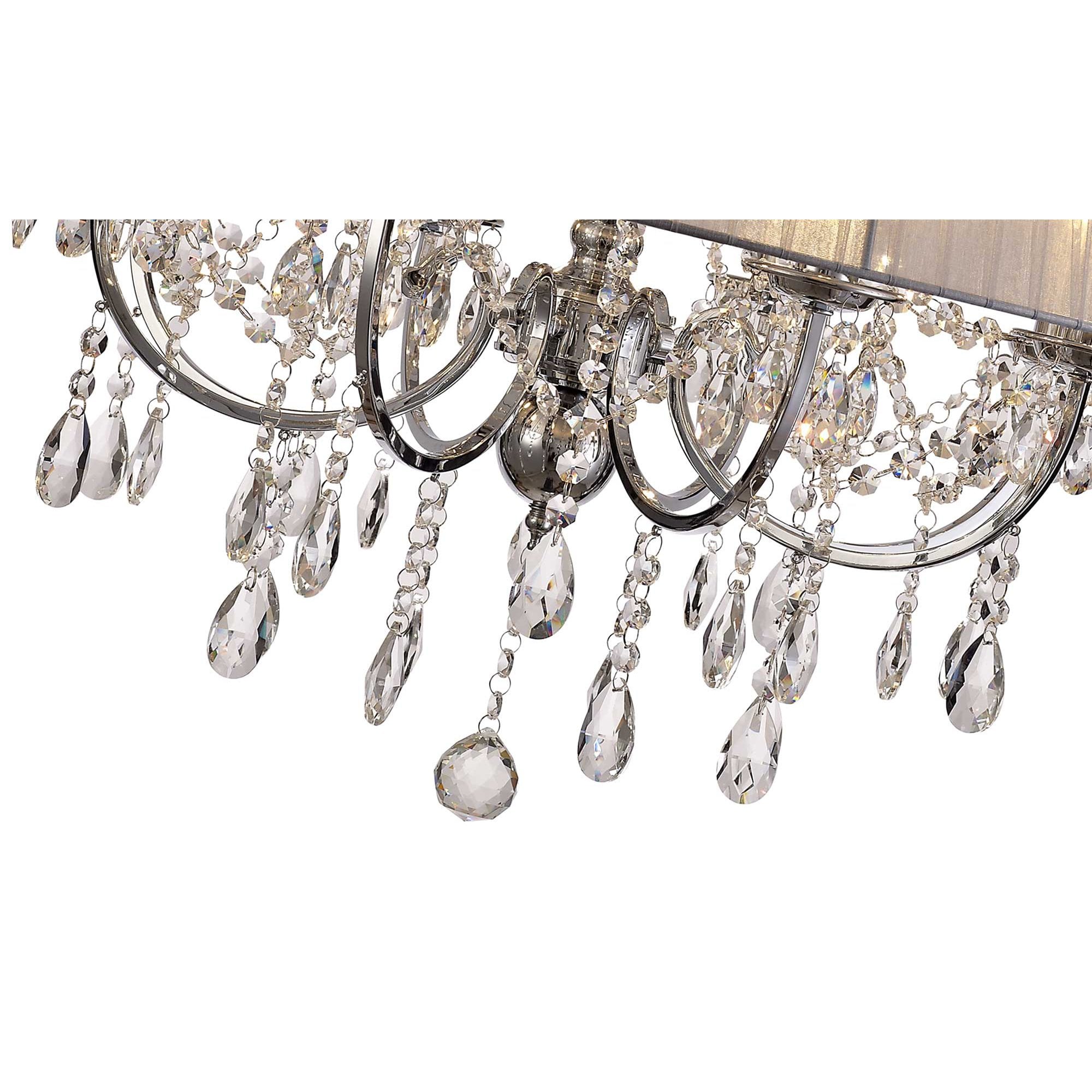 IL30056/GY Olivia Pendant Grey Shade 8 Light E14 Polished Chrome/Crystal