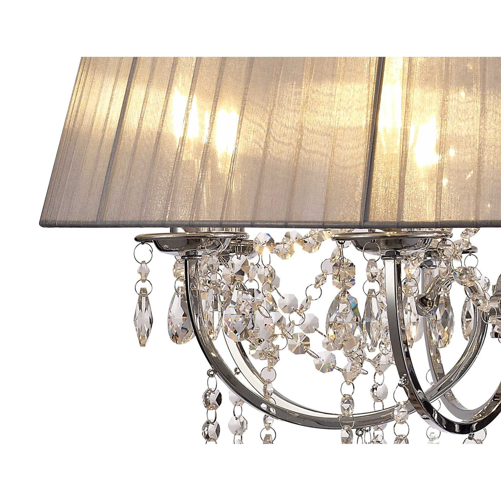 IL30056/GY Olivia Pendant Grey Shade 8 Light E14 Polished Chrome/Crystal