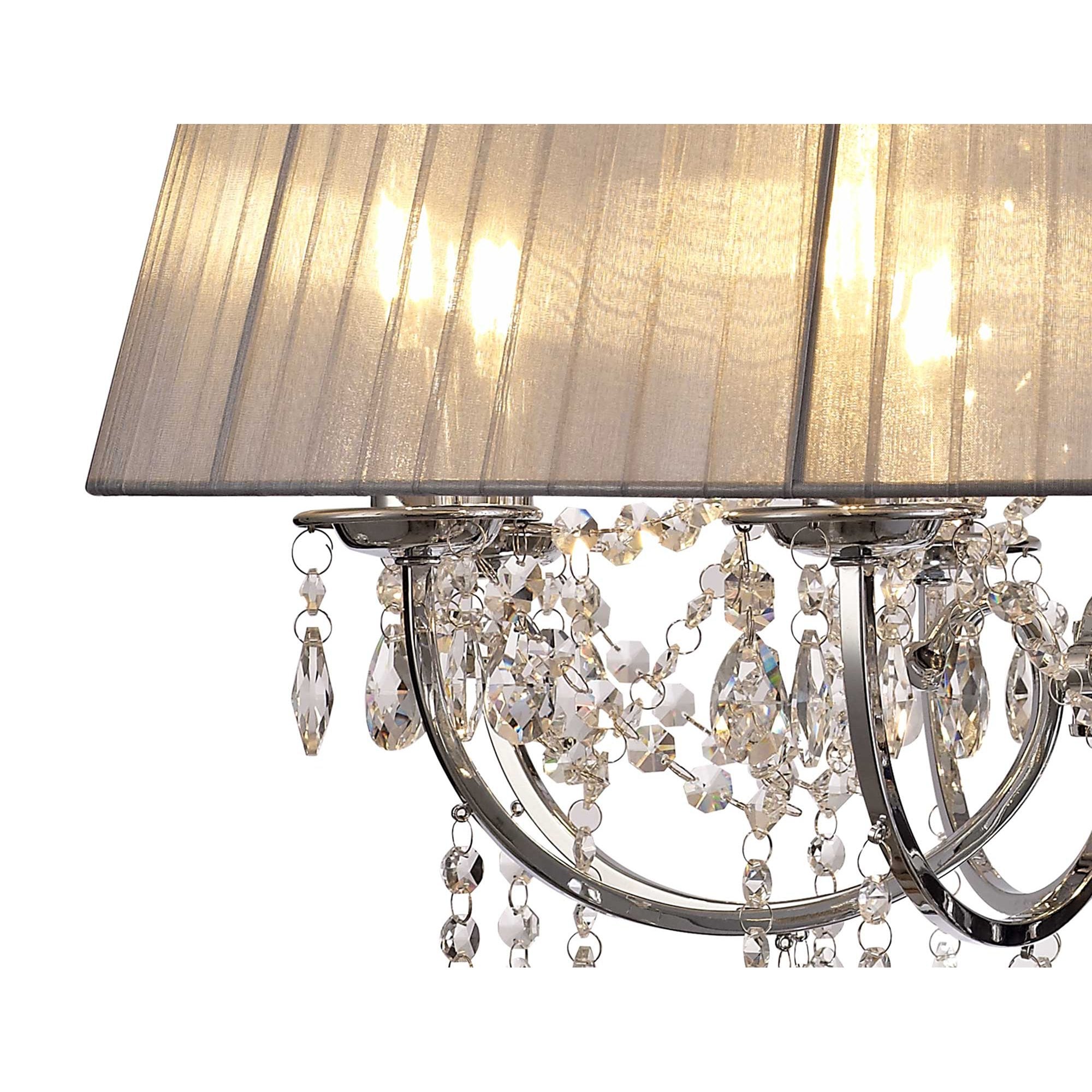 IL30056/GY Olivia Pendant Grey Shade 8 Light E14 Polished Chrome/Crystal