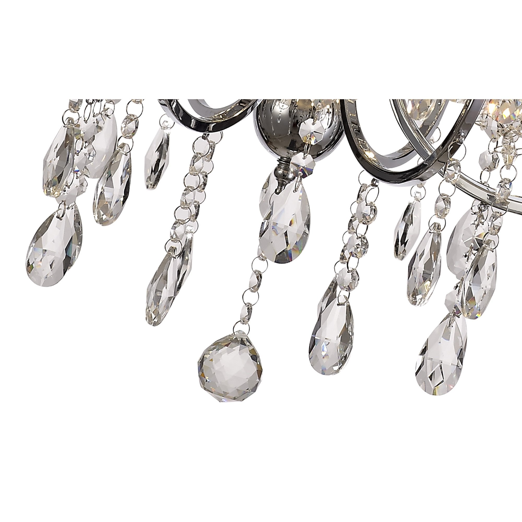 IL30056/GY Olivia Pendant Grey Shade 8 Light E14 Polished Chrome/Crystal