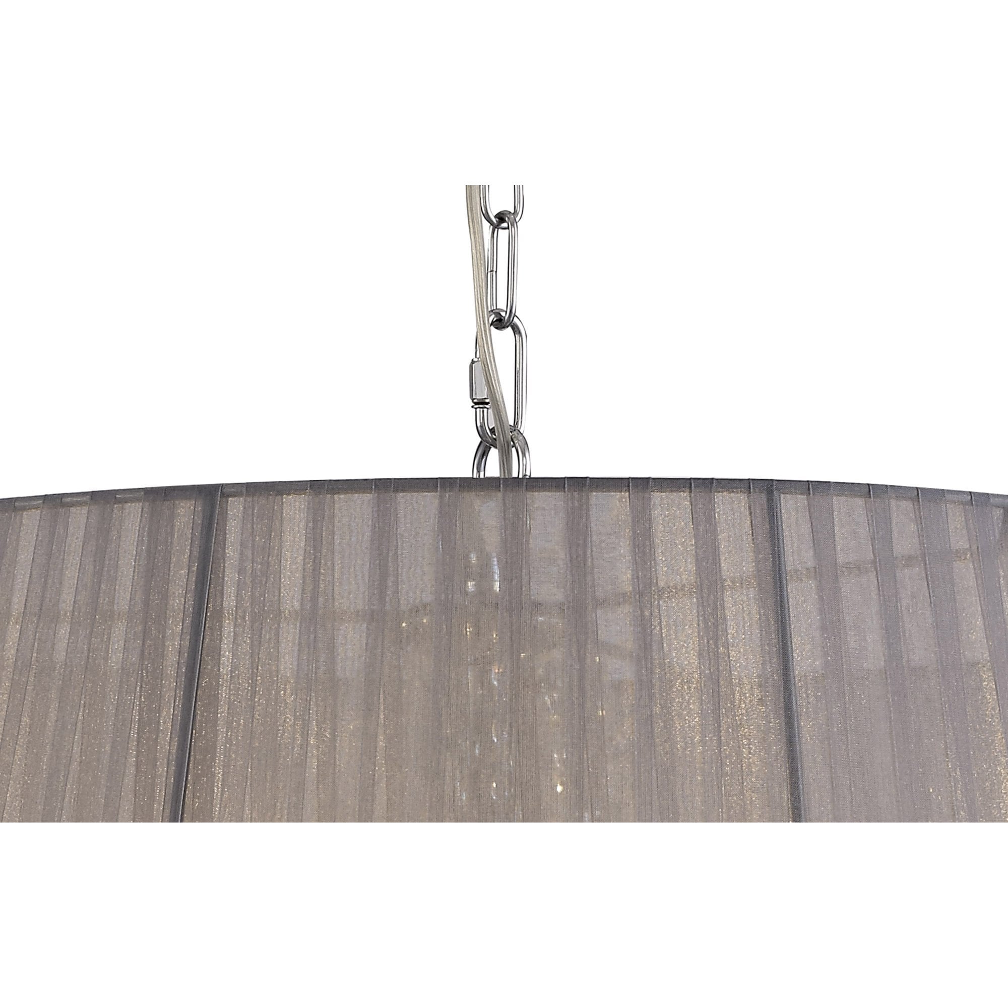 IL30056/GY Olivia Pendant Grey Shade 8 Light E14 Polished Chrome/Crystal