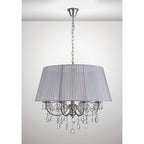 IL30056/GY Olivia Pendant Grey Shade 8 Light E14 Polished Chrome/Crystal